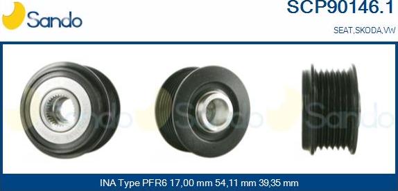 Sando SCP90146.1 - Puleggia cinghia, Alternatore www.autoricambit.com