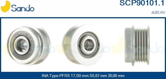 Sando SCP90101.1 - Puleggia cinghia, Alternatore www.autoricambit.com