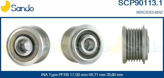 Sando SCP90113.1 - Puleggia cinghia, Alternatore www.autoricambit.com