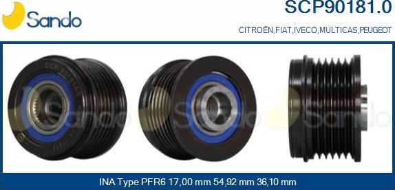 Sando SCP90181.0 - Puleggia cinghia, Alternatore www.autoricambit.com