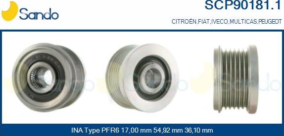 Sando SCP90181.1 - Puleggia cinghia, Alternatore www.autoricambit.com