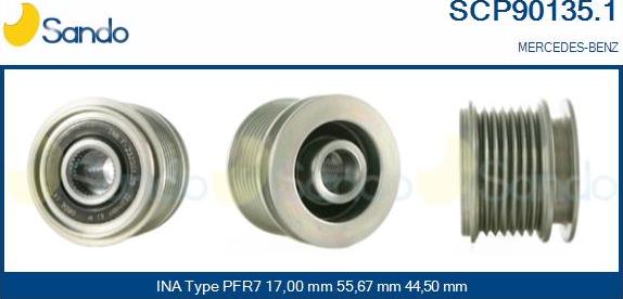 Sando SCP90135.1 - Puleggia cinghia, Alternatore www.autoricambit.com