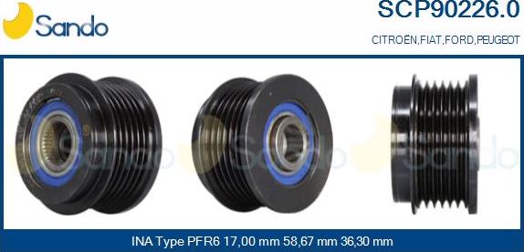 Sando SCP90226.0 - Puleggia cinghia, Alternatore www.autoricambit.com