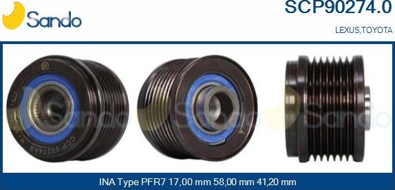 Sando SCP90274.0 - Puleggia cinghia, Alternatore www.autoricambit.com