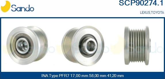 Sando SCP90274.1 - Puleggia cinghia, Alternatore www.autoricambit.com