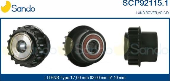 Sando SCP92115.1 - Puleggia cinghia, Alternatore www.autoricambit.com