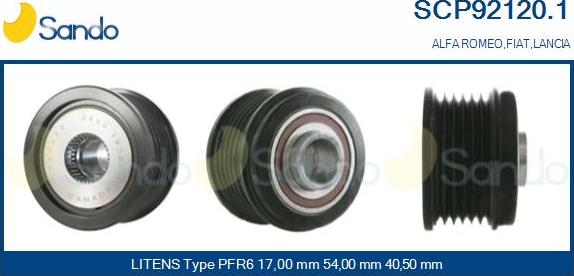 Sando SCP92120.1 - Puleggia cinghia, Alternatore www.autoricambit.com