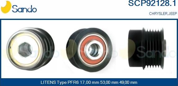 Sando SCP92128.1 - Puleggia cinghia, Alternatore www.autoricambit.com