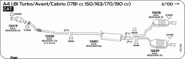 Sigam AU091 - Impianto gas scarico www.autoricambit.com