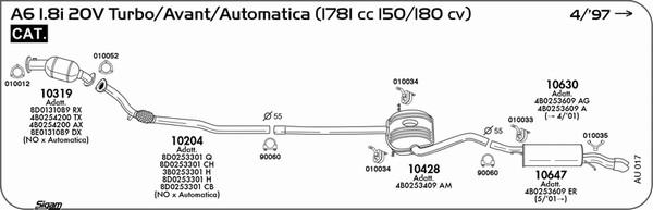 Sigam AU017 - Impianto gas scarico www.autoricambit.com