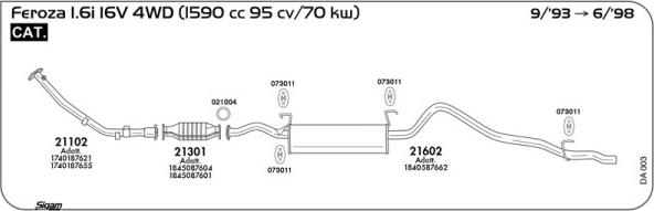 Sigam DA003 - Impianto gas scarico www.autoricambit.com