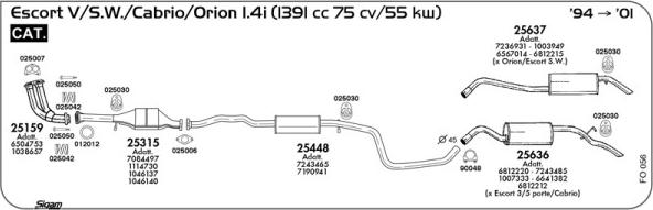 Sigam FO056 - Impianto gas scarico www.autoricambit.com