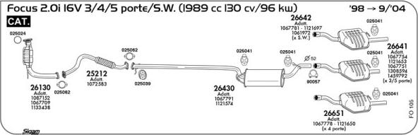 Sigam FO105 - Impianto gas scarico www.autoricambit.com