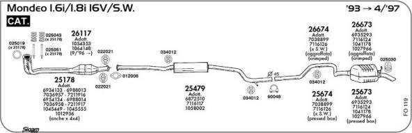 Sigam FO119 - Impianto gas scarico www.autoricambit.com