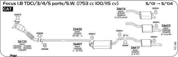 Sigam FO186 - Impianto gas scarico www.autoricambit.com