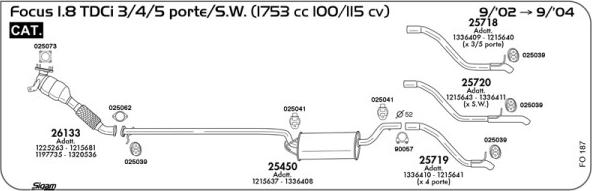 Sigam FO187 - Impianto gas scarico www.autoricambit.com