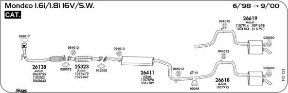 Sigam FO121 - Impianto gas scarico www.autoricambit.com