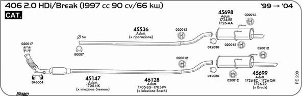 Sigam PE209 - Impianto gas scarico www.autoricambit.com