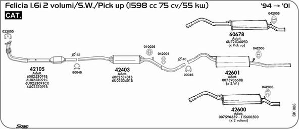 Sigam SK008 - Impianto gas scarico www.autoricambit.com