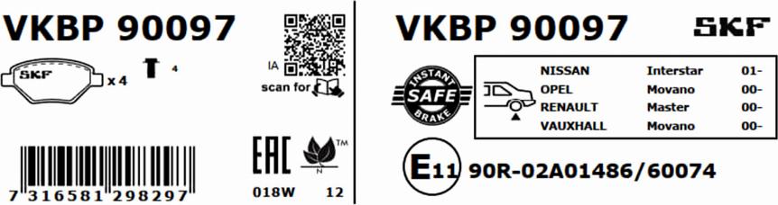 SKF VKBP 90097 - Kit pastiglie freno, Freno a disco www.autoricambit.com