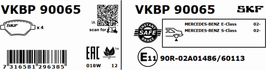 SKF VKBP 90065 - Kit pastiglie freno, Freno a disco www.autoricambit.com