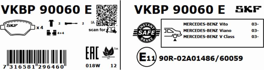 SKF VKBP 90060 E - Kit pastiglie freno, Freno a disco www.autoricambit.com