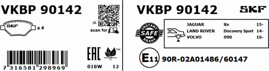 SKF VKBP 90142 - Kit pastiglie freno, Freno a disco www.autoricambit.com