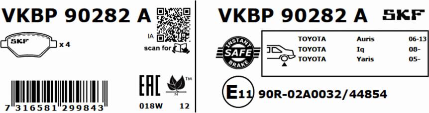 SKF VKBP 90282 A - Kit pastiglie freno, Freno a disco www.autoricambit.com