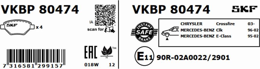 SKF VKBP 80474 - Kit pastiglie freno, Freno a disco www.autoricambit.com