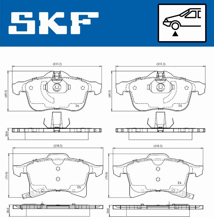 SKF VKBP 80043 A - Kit pastiglie freno, Freno a disco www.autoricambit.com