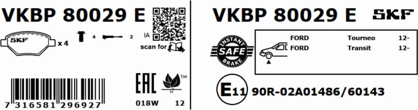 SKF VKBP 80029 E - Kit pastiglie freno, Freno a disco www.autoricambit.com