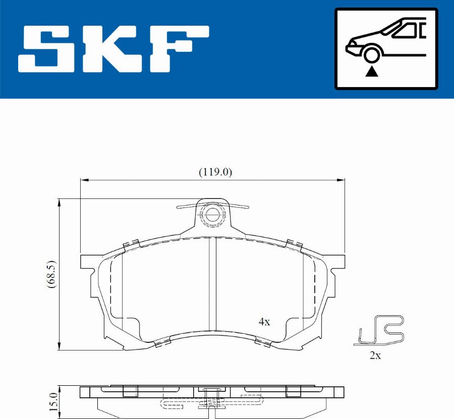 SKF VKBP 80872 A - Kit pastiglie freno, Freno a disco www.autoricambit.com