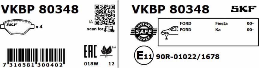 SKF VKBP 80348 - Kit pastiglie freno, Freno a disco www.autoricambit.com