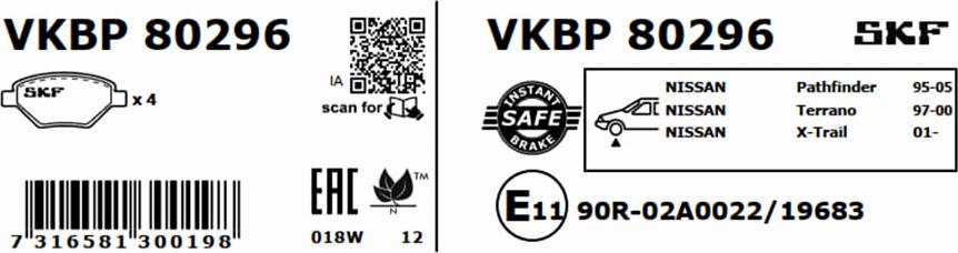 SKF VKBP 80296 - Kit pastiglie freno, Freno a disco www.autoricambit.com