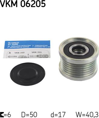 SKF VKM 06205 - Puleggia cinghia, Alternatore www.autoricambit.com