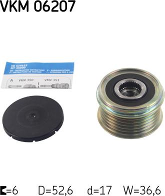 SKF VKM 06207 - Puleggia cinghia, Alternatore www.autoricambit.com