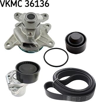 SKF VKMC 36136 - Pompa acqua + Kit cinghia Poly V www.autoricambit.com