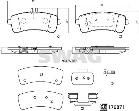 Swag 33 10 7369 - Kit pastiglie freno, Freno a disco www.autoricambit.com