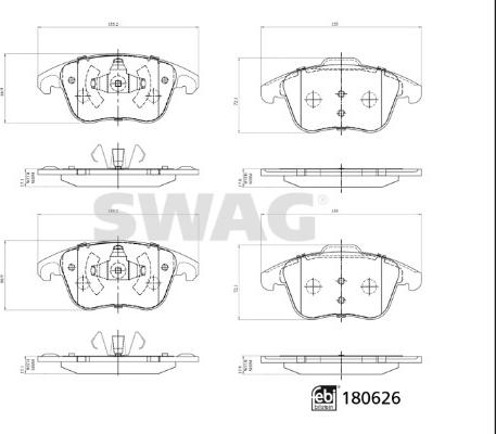 Swag 33 10 7796 - Kit pastiglie freno, Freno a disco www.autoricambit.com