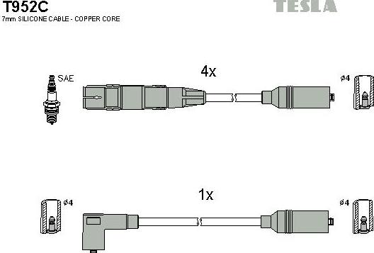 TESLA T952C - Kit cavi accensione www.autoricambit.com