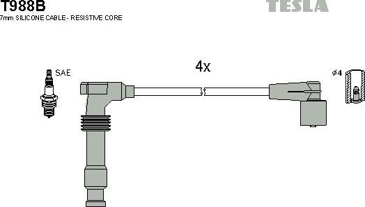 TESLA T988B - Kit cavi accensione www.autoricambit.com