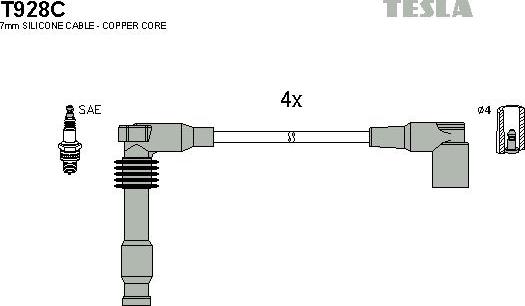 TESLA T928C - Kit cavi accensione www.autoricambit.com