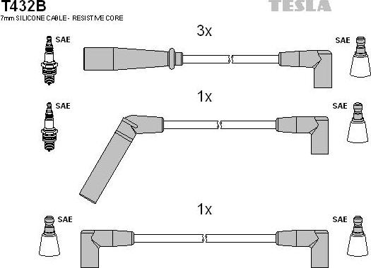 TESLA T432B - Kit cavi accensione www.autoricambit.com