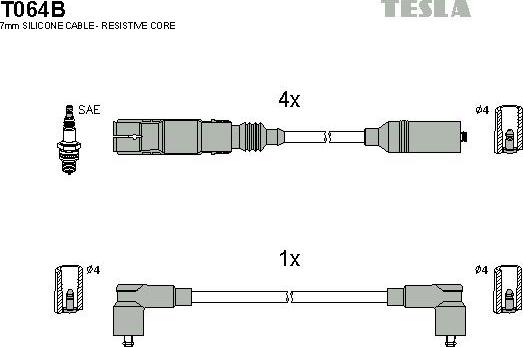 TESLA T064B - Kit cavi accensione www.autoricambit.com