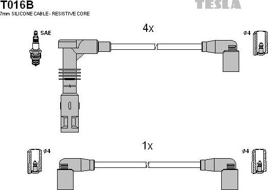 TESLA T016B - Kit cavi accensione www.autoricambit.com