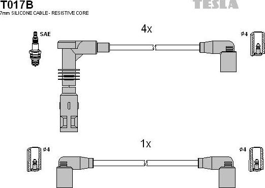 TESLA T017B - Kit cavi accensione www.autoricambit.com