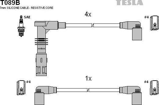 TESLA T089B - Kit cavi accensione www.autoricambit.com