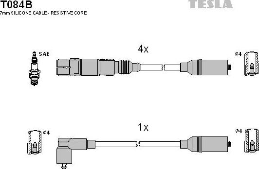 TESLA T084B - Kit cavi accensione www.autoricambit.com