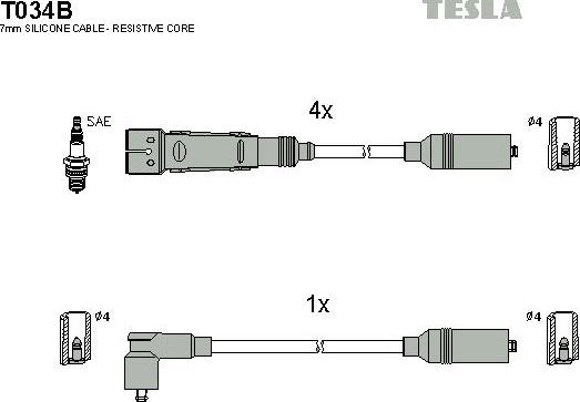 TESLA T034B - Kit cavi accensione www.autoricambit.com