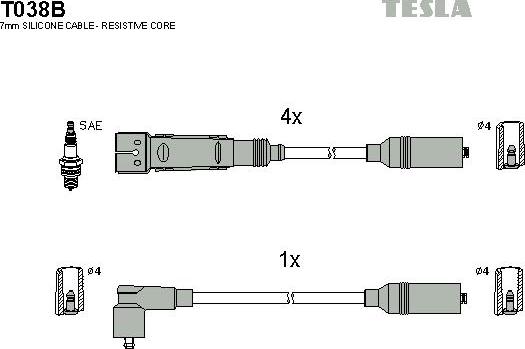 TESLA T038B - Kit cavi accensione www.autoricambit.com